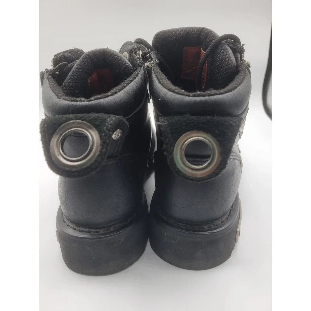 Harley Davidson 81639 Black Leather Biker Boots Side Zip Mens 9.5 Womens 11